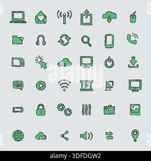 Vecteur de conception avec ensemble d'icônes Illustration de Vecteur
