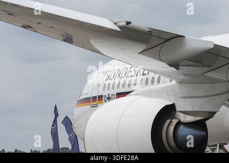 BERLIN - 05 JUIN 2024 : le fragment de l'avion de ligne Airbus Corporate Jet version de l'A350 Kurt Schumacher, l'ACJ350 de German Air Forc Banque D'Images