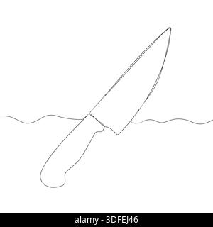 Couteau dessiné à la main. Outil de coupe de cuisine. Symbole de lame tranchante. Chef ustensile vecteur. Illustration de Vecteur