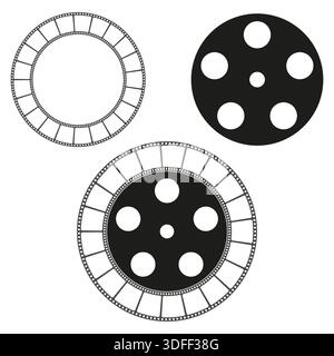 Icône de bobine de film. Bande pour films cinématographiques. Vecteur de production vidéo. Rouleau de caméra multimédia. SPE 10. Illustration de Vecteur