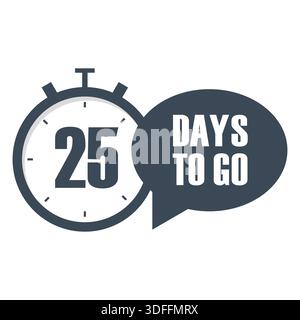 Compte à rebours de l'identification organisationnelle. Chronologique 25 vecteur. IL Y A 25 JOURS. Présentation publicitaire professionnelle Illustration de Vecteur