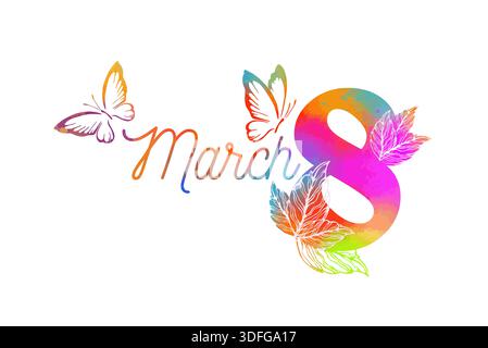 Femme jour 8 mars élément coloré. Modèle de vecteur de célébration internationale de femme Illustration de Vecteur