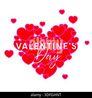 Carte de bonne Saint Valentin, affiche de coeurs rouges Illustration de Vecteur