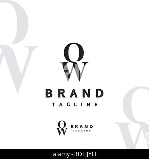 Lettre initiale minimaliste O et W logo Design. Lettre O initiale au-dessus de la lettre W. Illustration de Vecteur