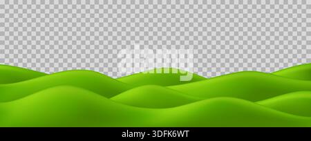 herbe 3d et colline pour fond d'enfant. Paysage de dessin animé et montagne verte ou aire de jeux. Illustration vectorielle nature et parc fantastique, été en plein air Illustration de Vecteur