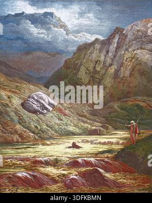les deux aventuriers et le talisman - deux aventuriers et le talisman - extrait de 'Fables' de Jean de la Fontaine (Lafontaine) (1621-95) - gravure d'après Gustave Dore (1832-83) - Collection particulière Banque D'Images