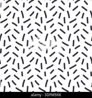 Petites lignes monochromes motif sans couture. Fond noir et blanc de saupoudrage. Papier peint répété confettis simple. Desi de surface de vecteur de tiret de ligne courte Illustration de Vecteur