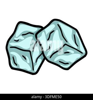 Vector - deux glaçons bleu clair translucide illustration avec des contours noirs sur fond blanc Illustration de Vecteur