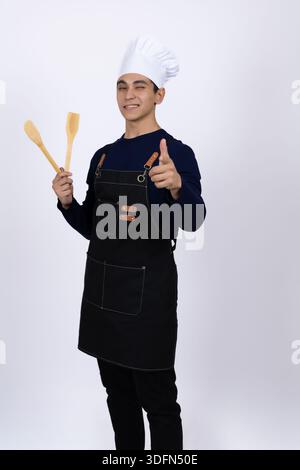 Chef montrant un geste du pouce vers le haut Banque D'Images