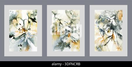 De belles fleurs d'aquarelle peintes avec des aquarelles symbolisent l'humeur printanière et l'amour pour la nature Illustration de Vecteur