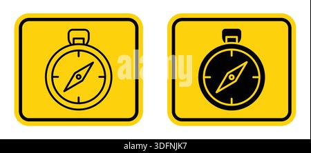 Deux icônes de boussole distinctes en noir et jaune, idéales pour la navigation et les projets de conception. Parfait pour le contenu lié au voyage et les applications directionnelles Illustration de Vecteur