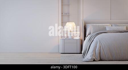 Chambre moderne blanche de luxe avec mur vide.3d rendu Banque D'Images