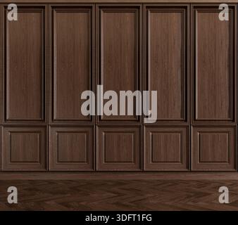Panneau mural en bois vintage pour la décoration intérieure. rendu 3d. Banque D'Images