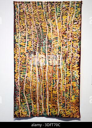 Emily Kam Ngwarray, sans titre, 1977, batik sur coton, artiste indigène australien de la communauté Utopia, située dans le territoire du Nord Banque D'Images