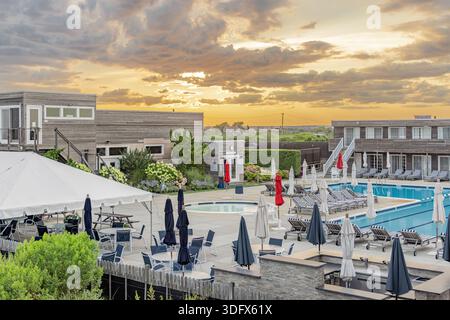 image détaillée de la piscine d'un club de plage privé Banque D'Images