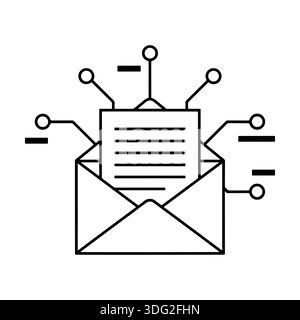 Concept de marketing par e-mail numérique. Enveloppe et lettre avec lignes de circuit imprimé pour la technologie, la communication de données et la connectivité aux bulletins d'information. Illustration de Vecteur
