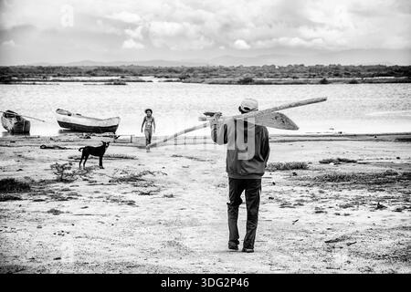 Communauté autochtone Wayuu à Camarones, la Guajira, Colombie. Banque D'Images