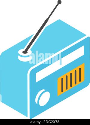 Modèles d'élément de conception de vecteur d'icône isométrique Radio concept simple et moderne Illustration de Vecteur