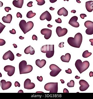 Un motif aquarelle sans couture avec des coeurs et un beau dégradé. Le design présente des teintes violettes et roses. Banque D'Images