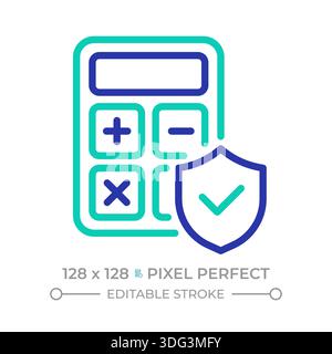Calcul sécurisé pixel Perfect deux lignes de couleur Illustration de Vecteur