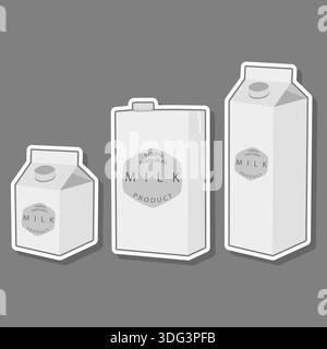 Illustration sur le thème bel emballage en carton avec du lait blanc, lait utile liquide dans l'emballage en carton, emballage en carton pour le lait naturel Illustration de Vecteur
