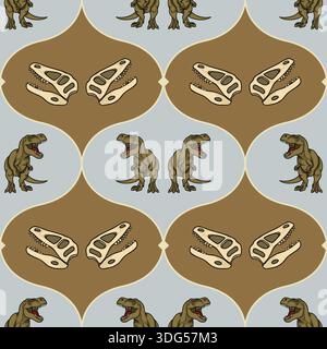 Tyrannosaurus rugissant Rex et illustration vectorielle de modèle de crâne de dinosaure Illustration de Vecteur