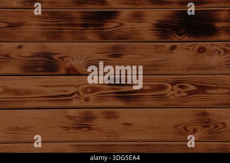 Texture du bois, fond de mur en bois. Photo de fond de nouvelles planches naturelles en bois de pin brun. Style de surface en bois brûlé. Banque D'Images