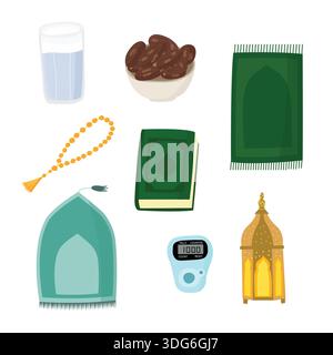 Ramadan illustration de prière set autocollants dans l'appartement Illustration de Vecteur