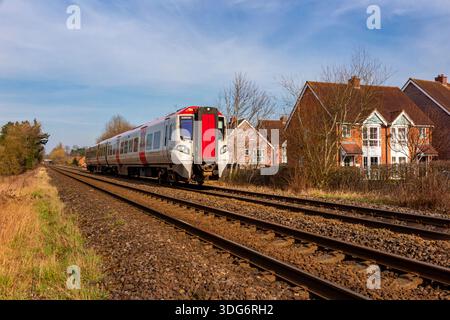 Train de voyageurs diesel de classe 197 construit par CAF, basé sur sa plate-forme Civity exploitée par transport for Wales sur la Welsh Marches Line. Banque D'Images