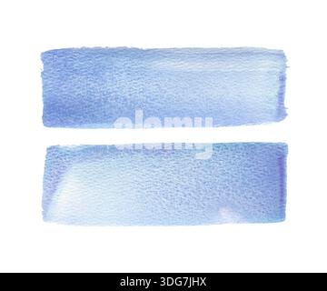 Abstrait dessiné à la main large pinceau aquarelle coups de bleu, lumière, ciel, mer, violet avec texture de granulation en bleu. Élément de conception artistique pour créatif Banque D'Images