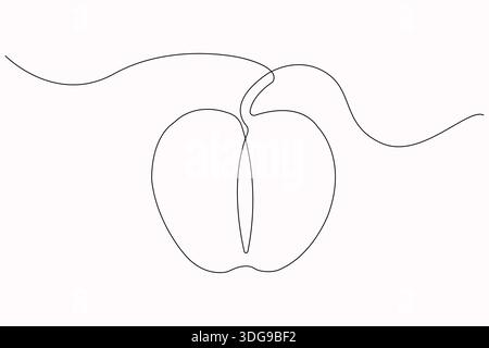 Style de contour de dessin d'une ligne de forme organique de pomme Illustration de Vecteur