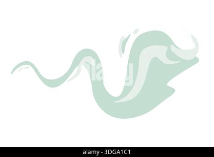 Tourbillon ondulé de ruban vert menthe formant une courbe flottante douce avec un écoulement lisse. Composition vectorielle pure avec des accents de couleur. Design épuré, marque spa Illustration de Vecteur