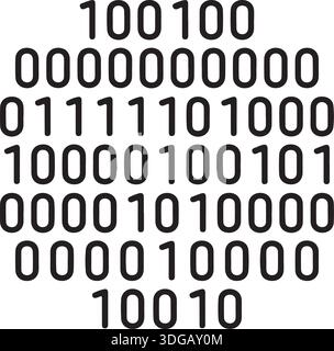 Conception de technologie abstraite de motif de nombre numérique de vecteur de code binaire Silhouette Illustration de Vecteur
