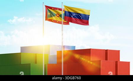 Logistique, fret et relations maritimes entre la Grenade et le Venezuela. Importation et exportation de marchandises et de matières premières. Entreprise et collaboration Banque D'Images