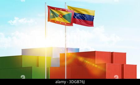 Logistique, fret et relations maritimes entre la Grenade et le Venezuela. Importation et exportation de marchandises et de matières premières. Entreprise et collaboration Banque D'Images