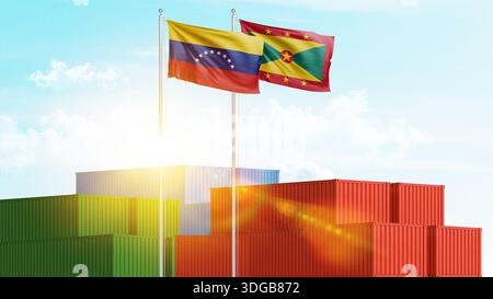 Logistique, fret et relations maritimes entre la Grenade et le Venezuela. Importation et exportation de marchandises et de matières premières. Entreprise et collaboration Banque D'Images