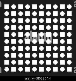 Motif de cercle carré. Vecteur de forme géométrique. Grille de tuiles abstraites. Texture de forme blanche. SPE 10. Illustration de Vecteur