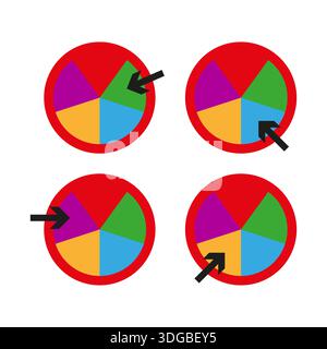 Icônes de graphique circulaire. Vecteur graphique de données. Ensemble de statistiques métier. Diagramme rond SPE 10. Illustration de Vecteur