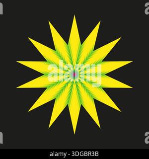 Icône en forme d'étoile jaune. Forme de fleur lumineuse. Vecteur de soleil Spike. Symbole de rayon vif. SPE 10. Illustration de Vecteur