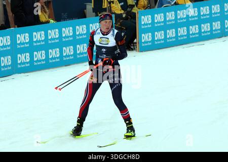 RUHPOLDING, ALLEMAGNE - 16 JANVIER : arrivée au champ de tir, KIRKEEIDE, Maren (NOR, #62) au SPRINT FÉMININ DE 7,5 km à la Coupe du monde BMW IBU Biathlon Ruhpolding le 16 janvier 2026 à Ruhpolding, Allemagne. Banque D'Images