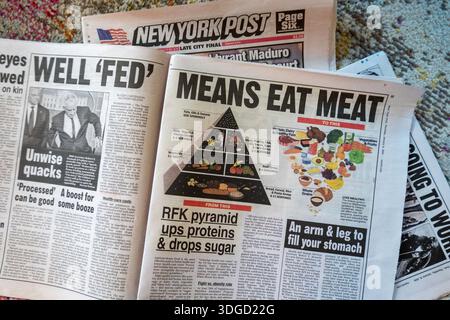 Still Life de novembre 2025 New York Post couverture de la New Government Food Pyramid, New York City, États-Unis Banque D'Images