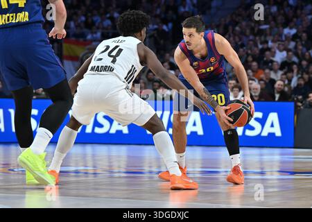 Nicolas Laprovittola du FC Barcelone lors du match de l'EuroLeague entre le Real Madrid et le FC Barcelone au Movistar Arena le 16 janvier 2026 à Madrid Banque D'Images