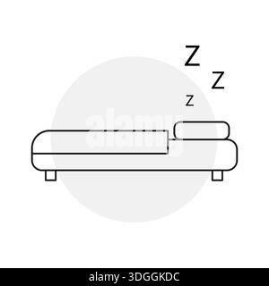 Lit confortable Sleeping Vector. Nuit de repos symboles ZZZ symboles. Symbole de confort de sommeil des meubles. Hôtel Relax icône du tourisme. Illustration de Vecteur