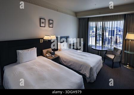 Chambre d'hôtel moderne à l'hôtel Global View à Nagasaki, Nagasaki, Japon Banque D'Images