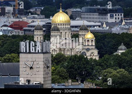 Panorama de Riga avec vue sur la cathédrale de la Nativité et d'autres bâtiments distinctifs, Riga, Lettonie, Lettonie Banque D'Images
