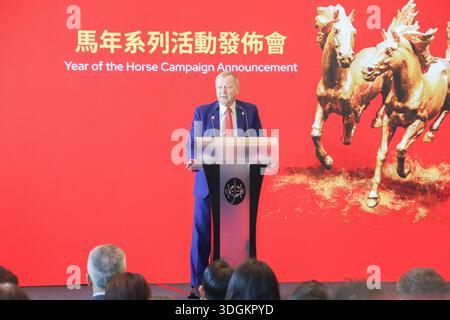 Winfried Engelbrecht-Bresges, PDG du Hong Kong Jockey Club, s’exprimant lors de la conférence de presse du 16 janvier 2026 à Hong Kong. (Photo de Gordon Choi/TMHK via Nexpher images) Banque D'Images