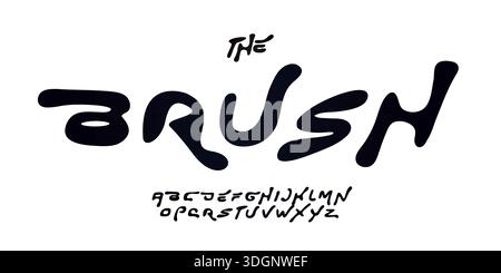 Brosse logo Alphabet Liquid Fluid Letter Set typographie moderne, Creative Rounded Melted Typographic Design for Curvy Urban Poster Headline, Y2K Illustration de Vecteur
