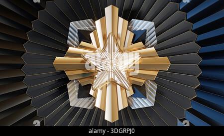 Icône étoile en verre 3D. Éléments dorés, style rétro futuriste. illustration 3d. Banque D'Images