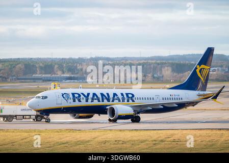 28 décembre 2025, Gdansk, Pologne, avion Ryanair à l'aéroport sur la piste Banque D'Images
