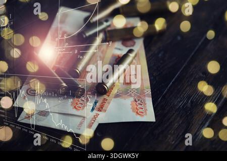 Les balles gisent sur le dessus de l'argent Banque D'Images